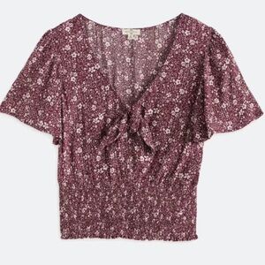 Floral V-Neck Blouse - Purple